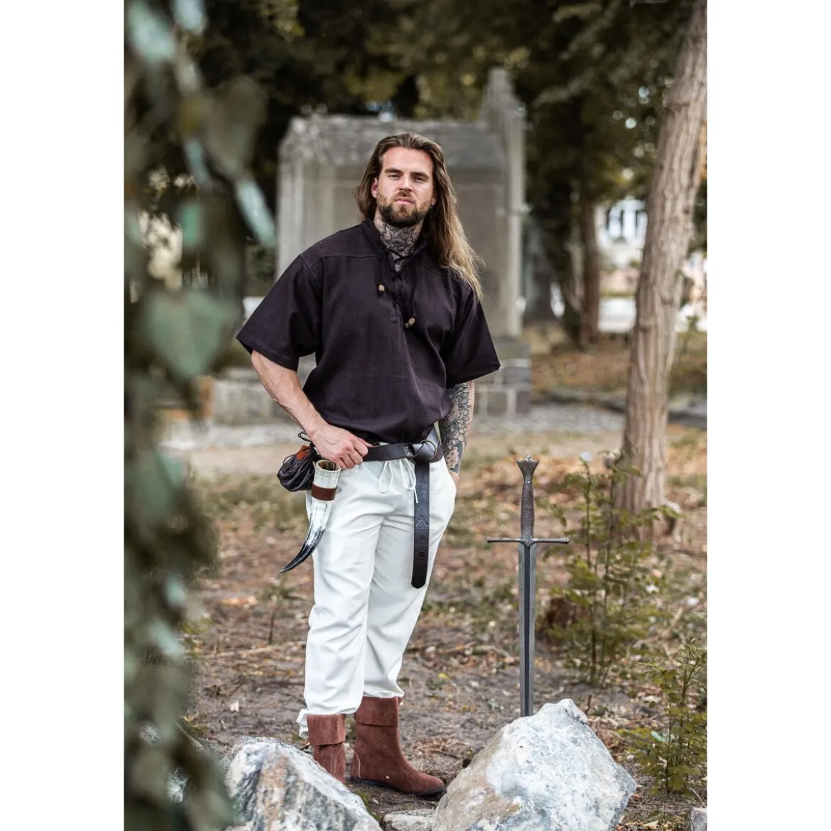 Mittelalter Hemd Erik Kurzarm braun