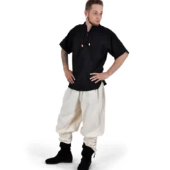 Mittelalter Hemd Kurzarm schwarz