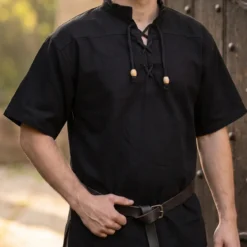 Mittelalter Hemd Kurzarm schwarz