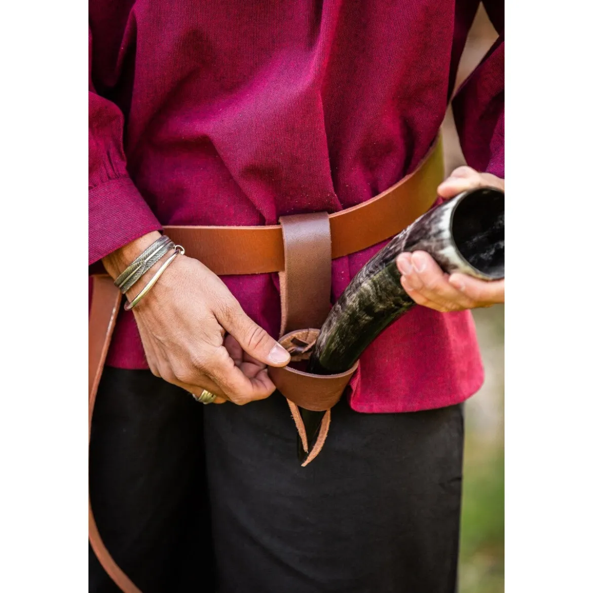 Mittelalter Hornhalter aus Leder