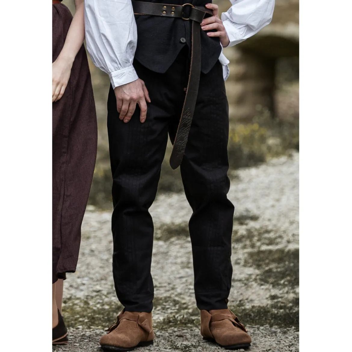 Mittelalter Hose Oskar mit Ziernaht schwarz