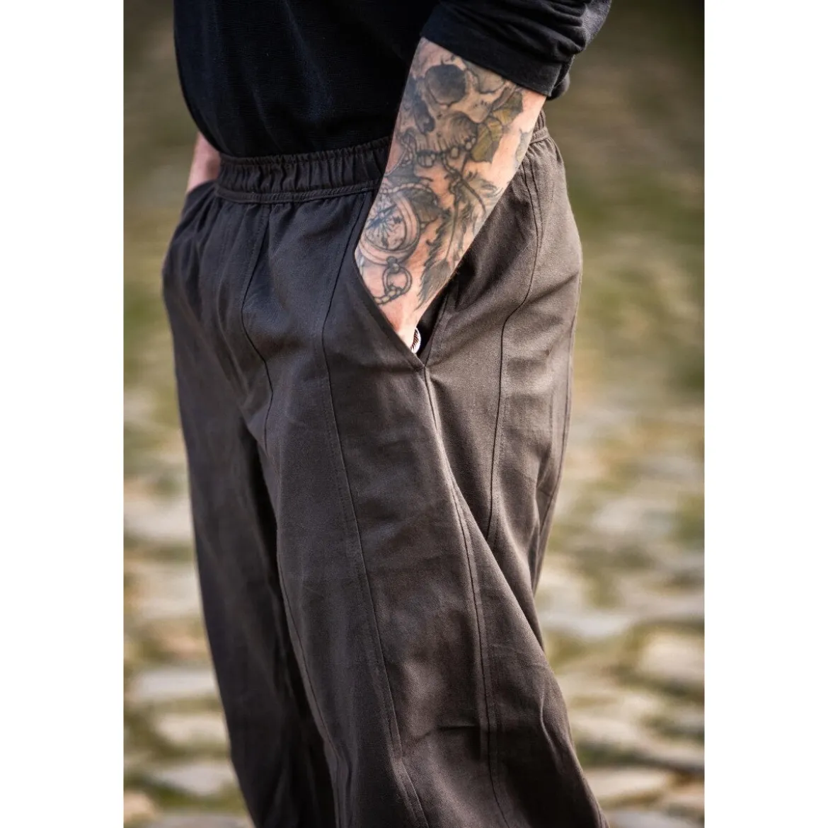 Mittelalter Hose Tiago mit Beinschnürung braun