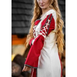 Mittelalter Kleid Amalia beige-rot