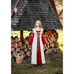 Mittelalter Kleid Amalia beige-rot