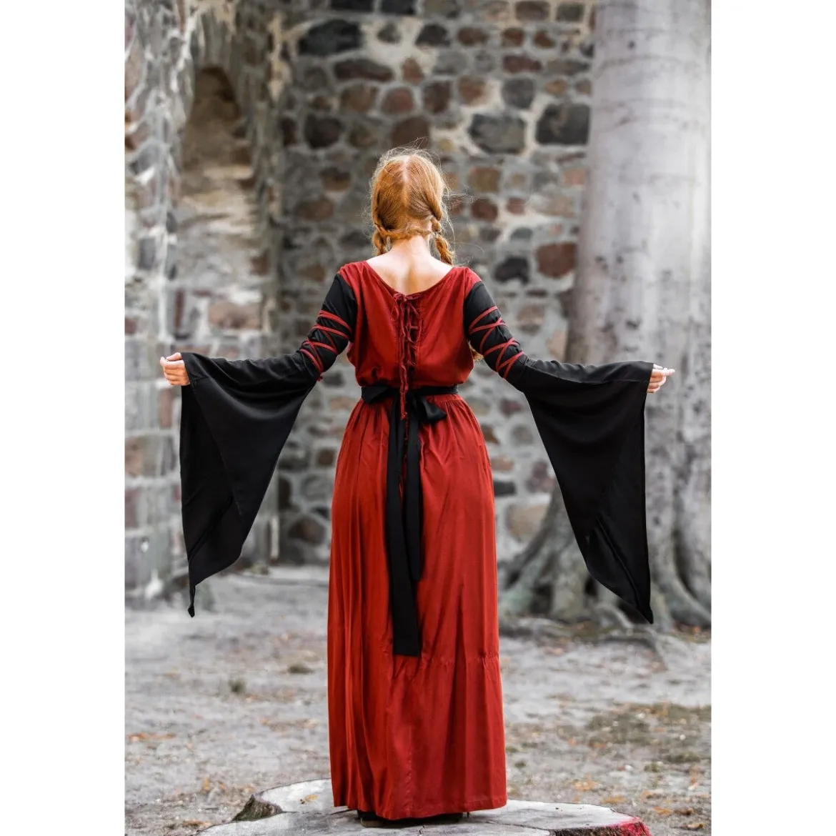 Mittelalter Kleid Dorell rot-schwarz