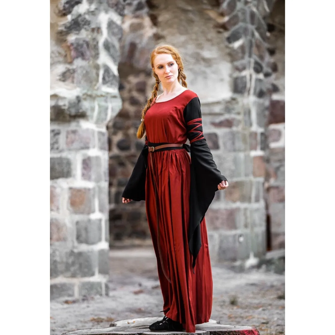 Mittelalter Kleid Dorell rot-schwarz