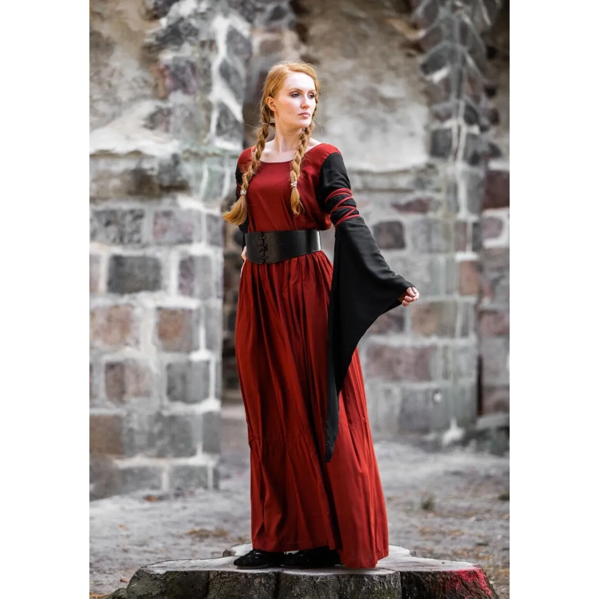 Mittelalter Kleid Dorell rot-schwarz