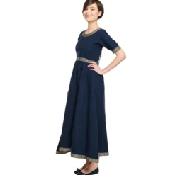 Mittelalter Kleid Ennlin mit Kurzarm blau