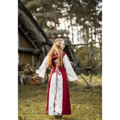 Mittelalter Kleid Genefe rot-beige