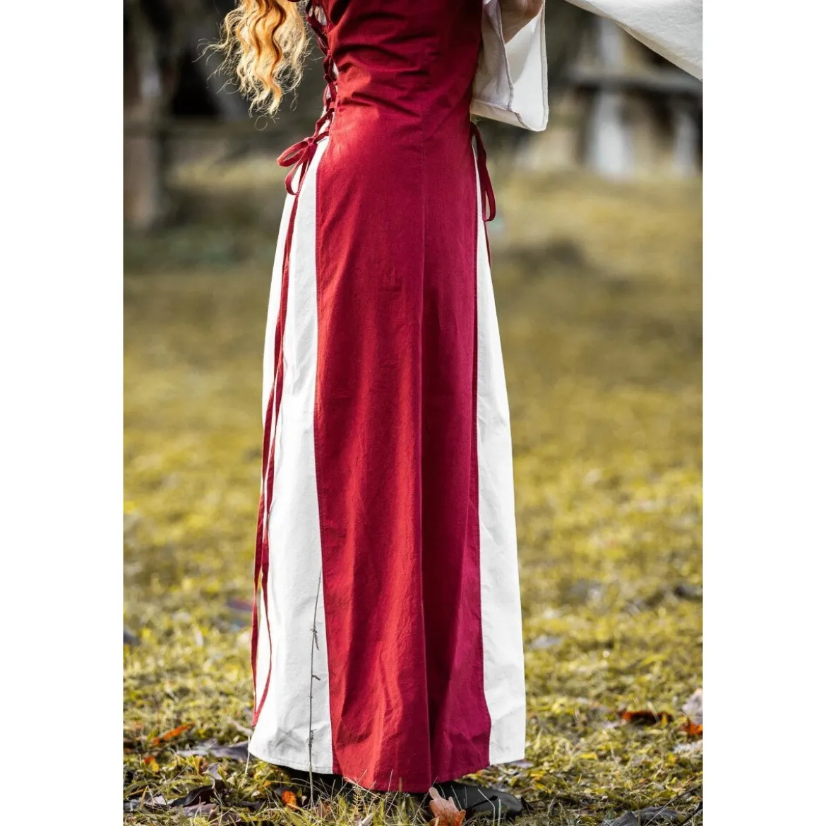 Mittelalter Kleid Genefe rot-beige