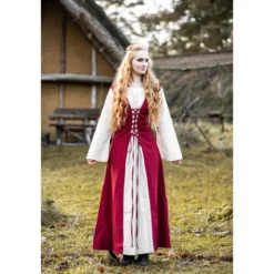 Mittelalter Kleid Genefe rot-beige