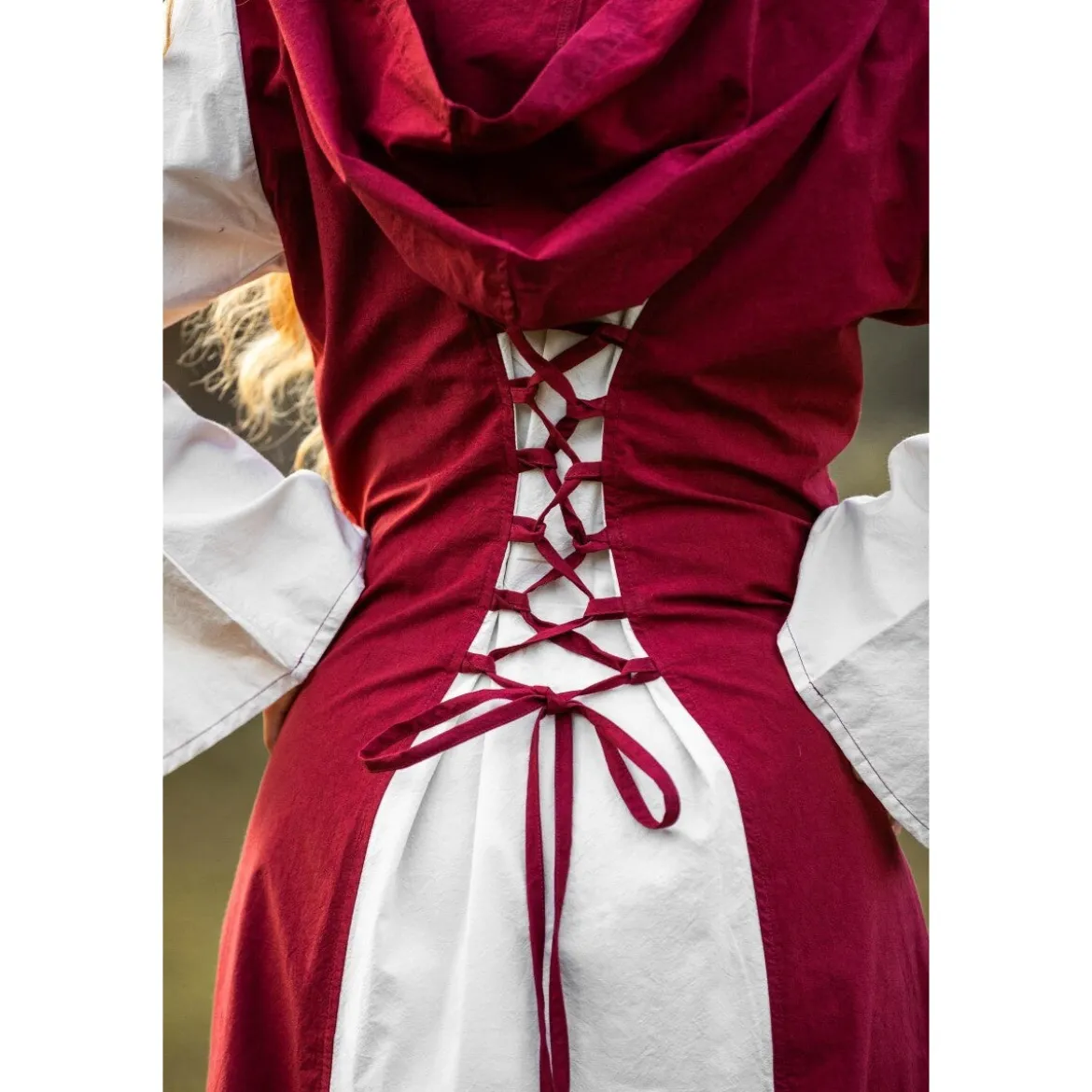 Mittelalter Kleid Genefe rot-beige