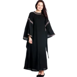 Mittelalter Kleid Ida mit Trompetenärmel schwarz