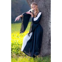 Mittelalter Kleid Ivette schwarz-weiß