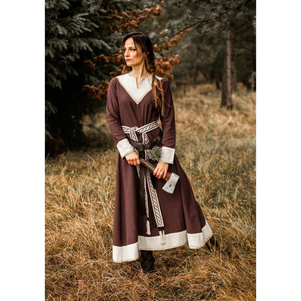 Mittelalter Kleid Jorunn braun-beige