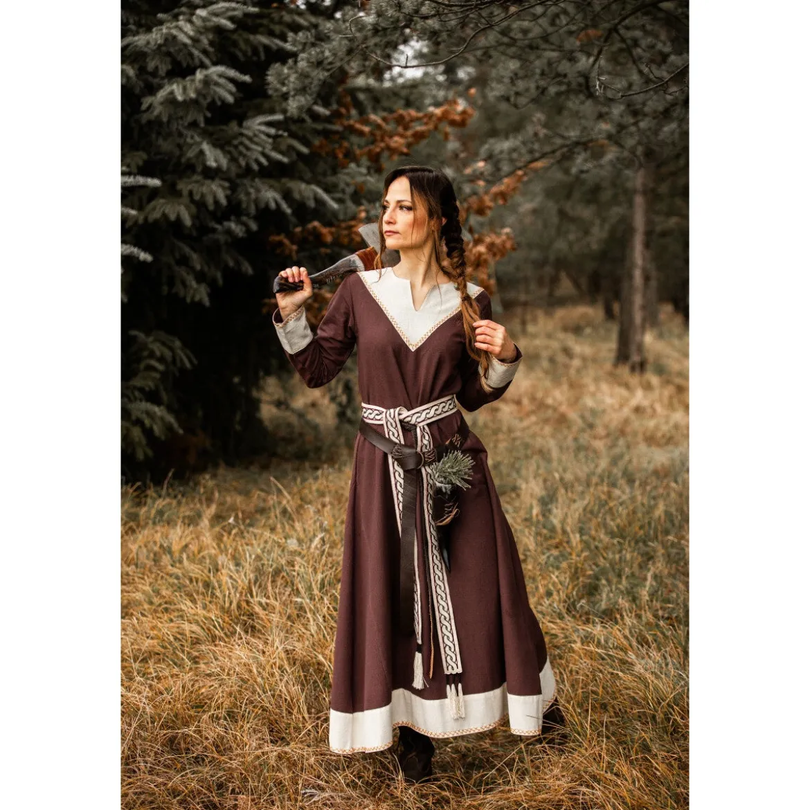 Mittelalter Kleid Jorunn braun-beige