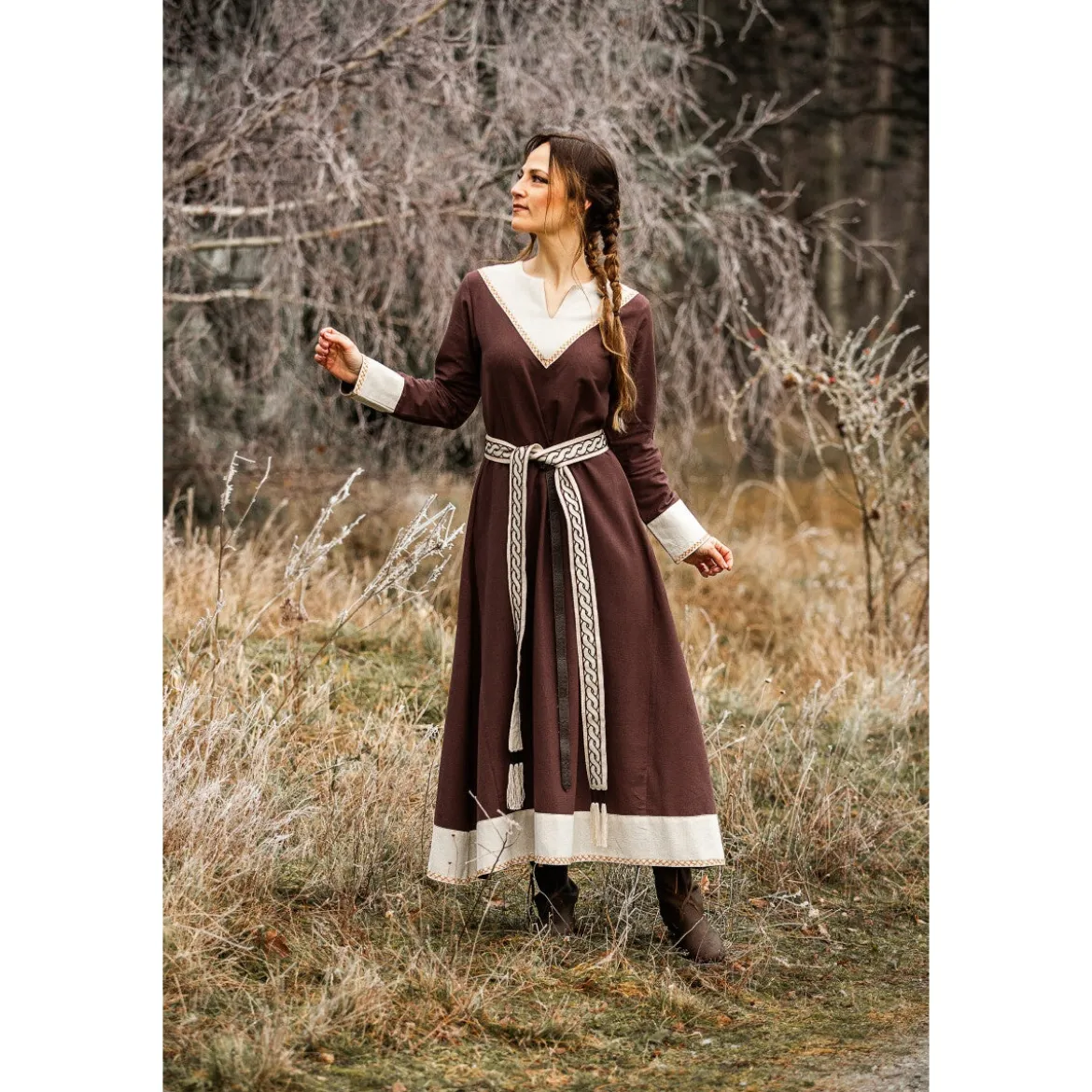 Mittelalter Kleid Jorunn braun-beige