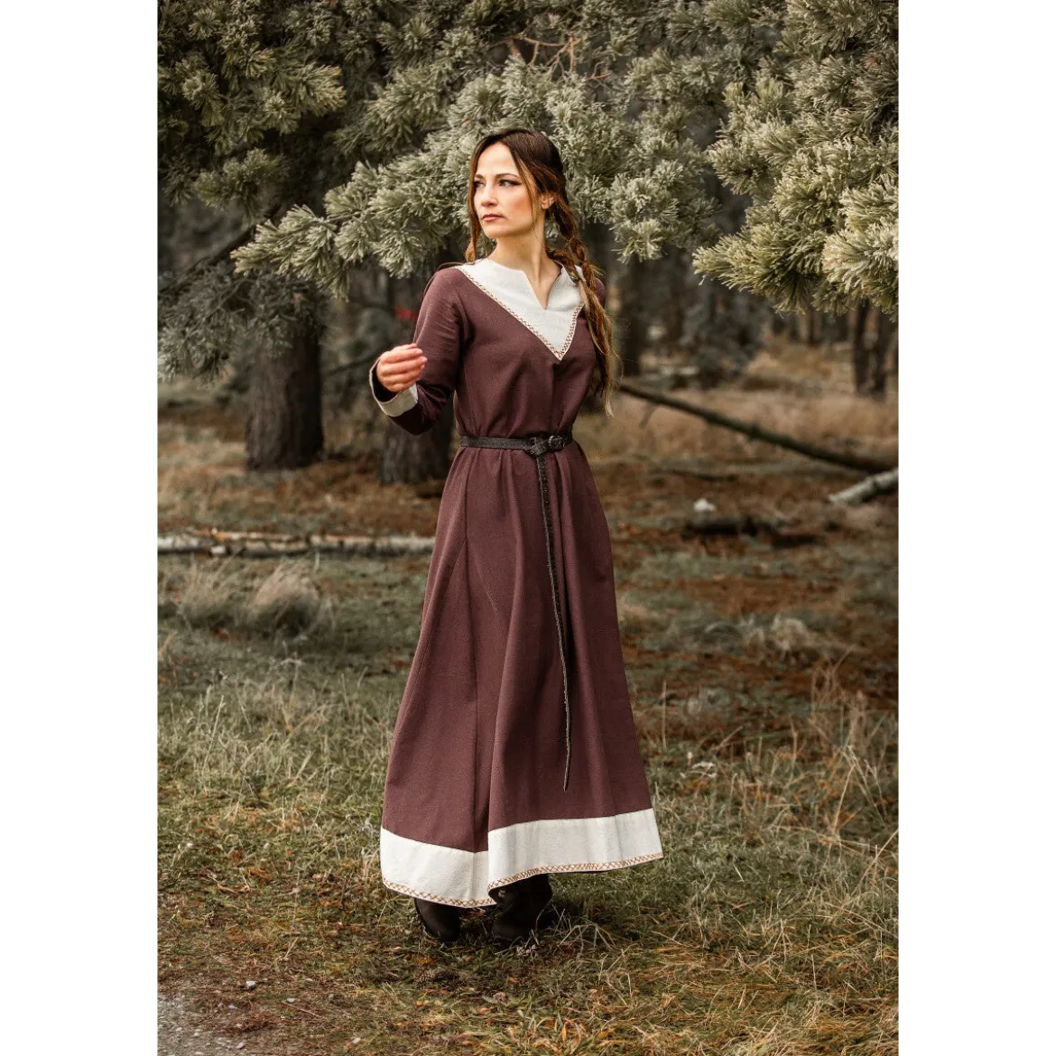 Mittelalter Kleid Jorunn braun-beige