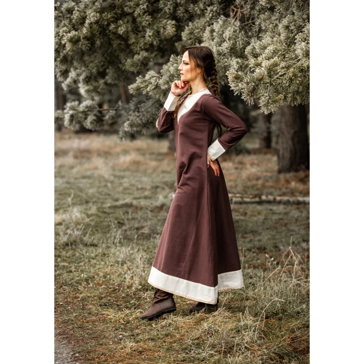 Mittelalter Kleid Jorunn braun-beige