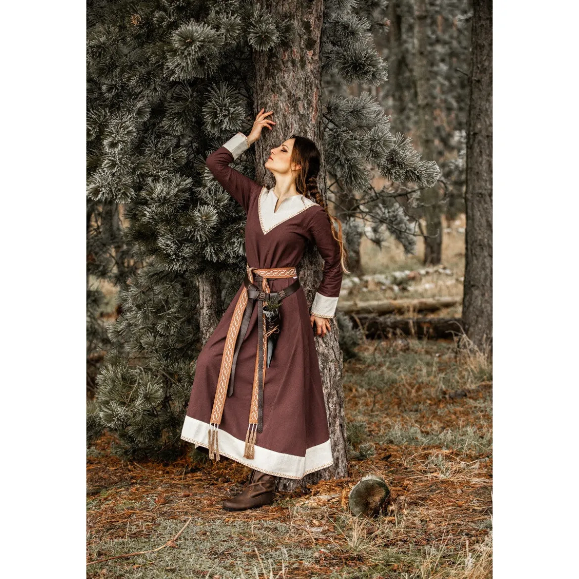 Mittelalter Kleid Jorunn braun-beige