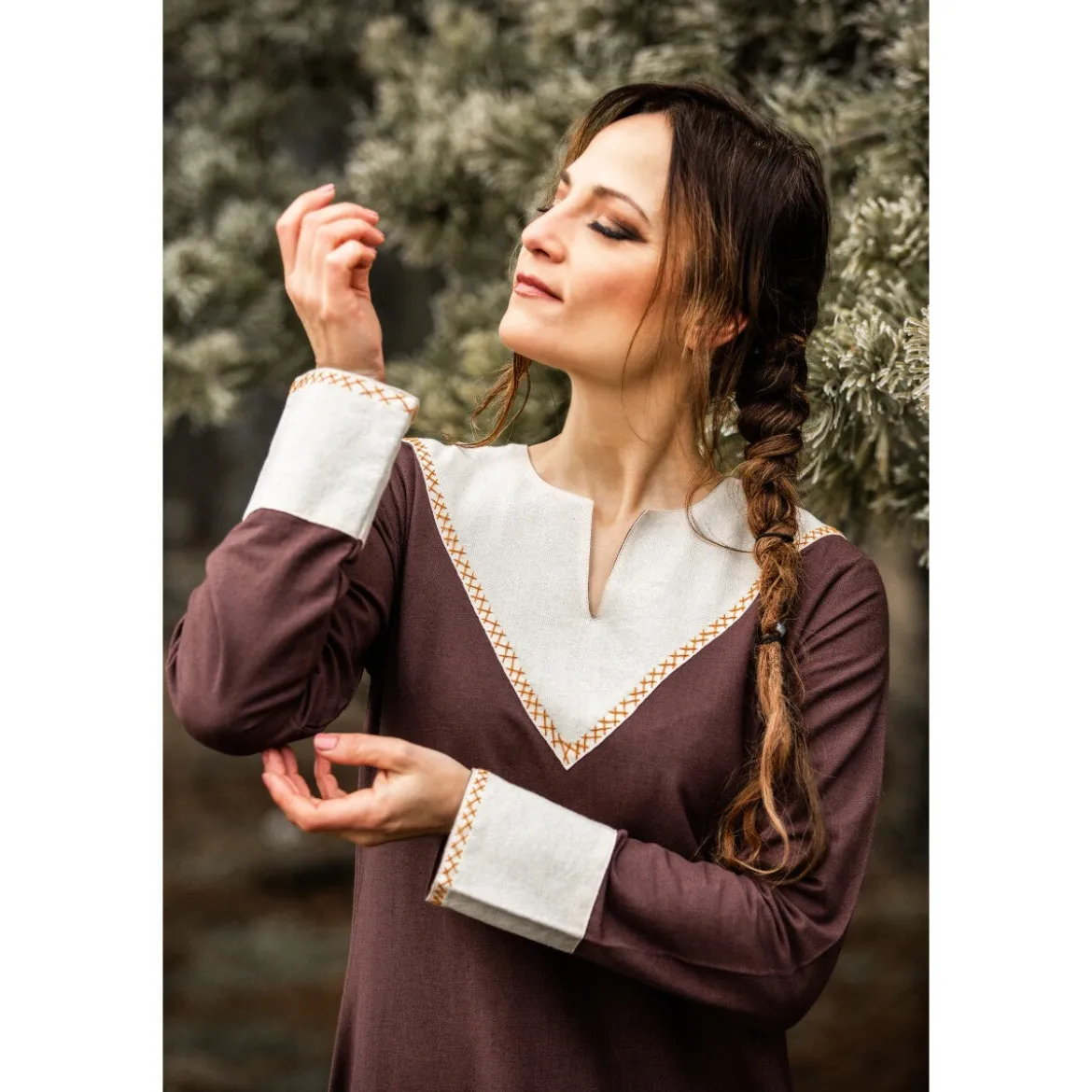Mittelalter Kleid Jorunn braun-beige