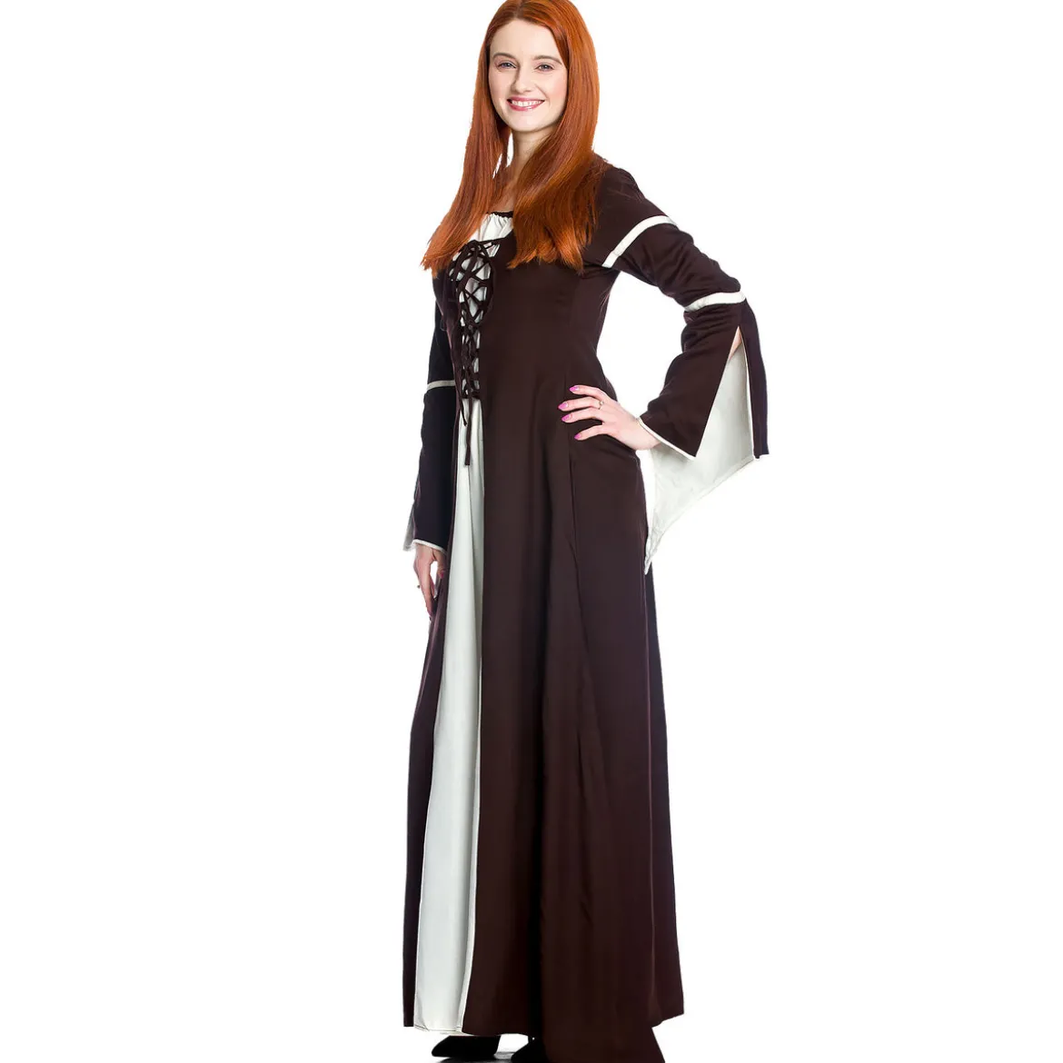 Mittelalter Kleid Katherina braun-natur
