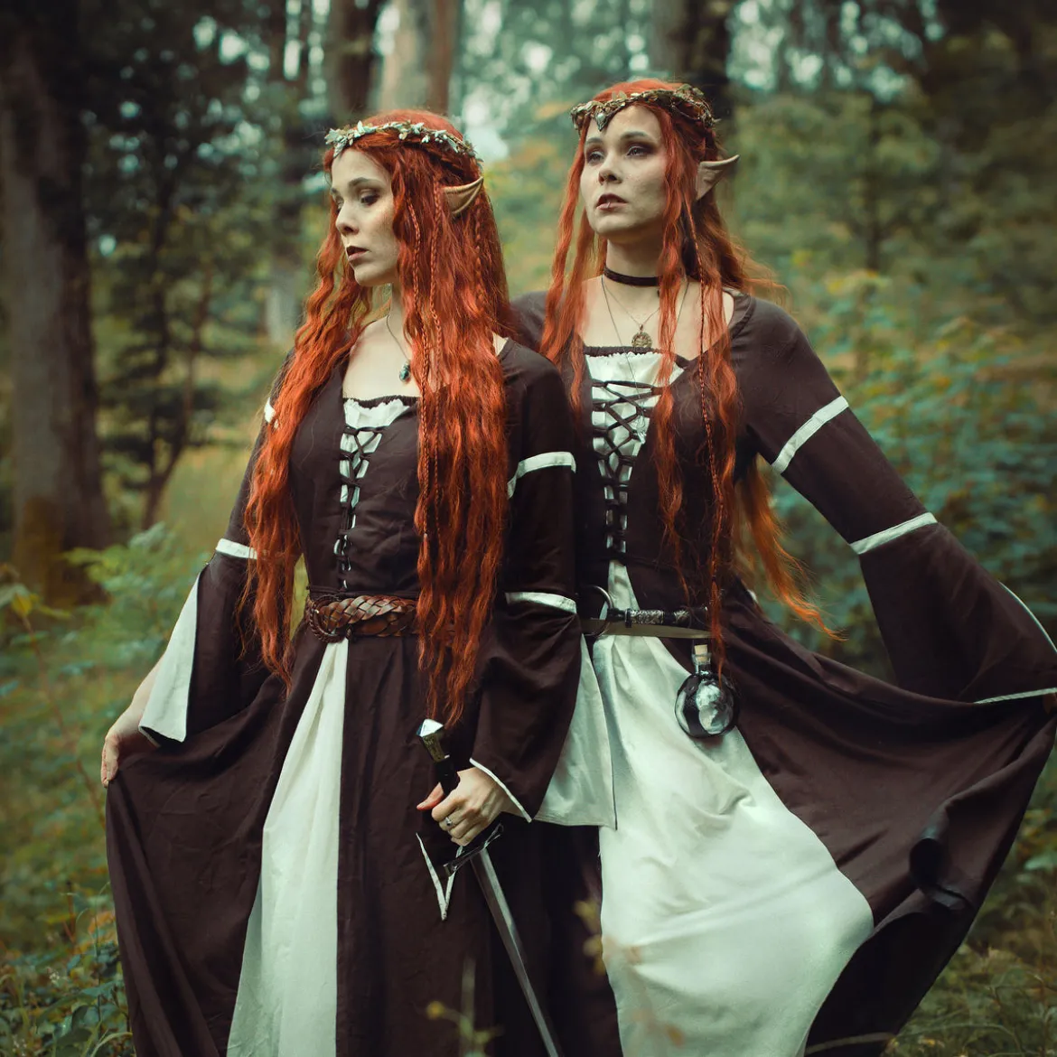 Mittelalter Kleid Katherina braun-natur