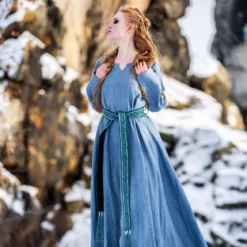 Mittelalter Kleid Leinen blau