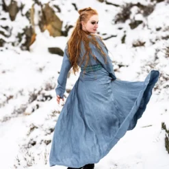 Mittelalter Kleid Leinen blau
