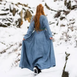 Mittelalter Kleid Leinen blau