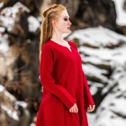 Mittelalter Kleid Leinen rot