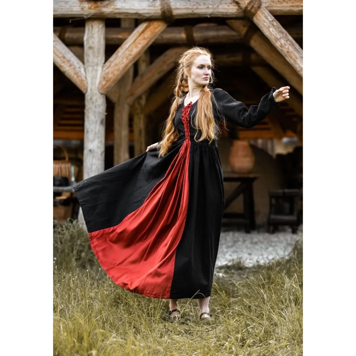 Mittelalter Kleid Medusa schwarz-rot