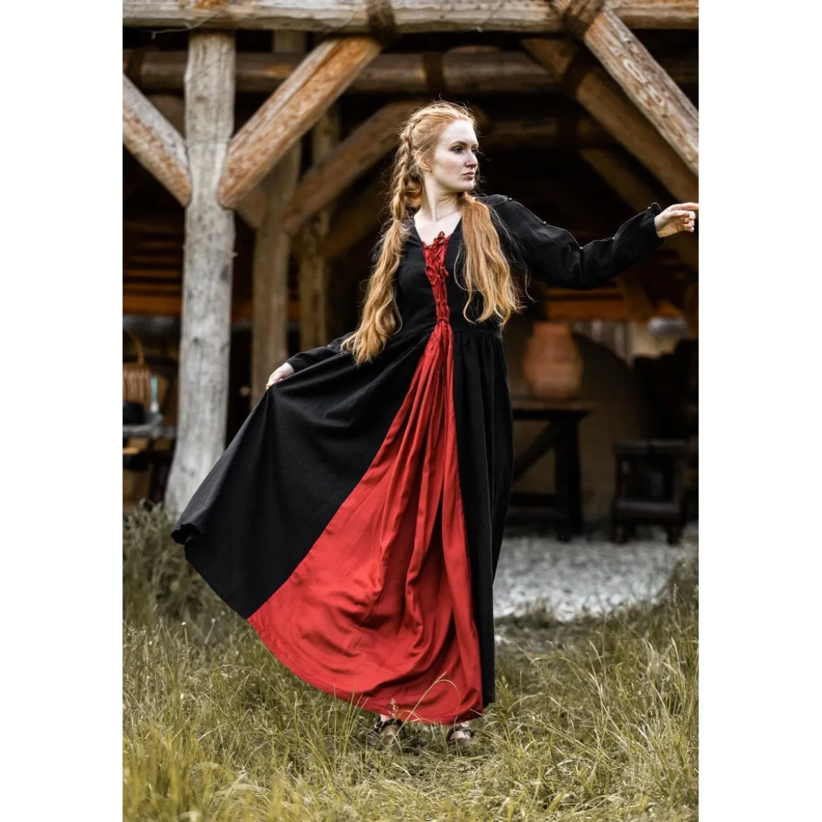 Mittelalter Kleid Medusa schwarz-rot