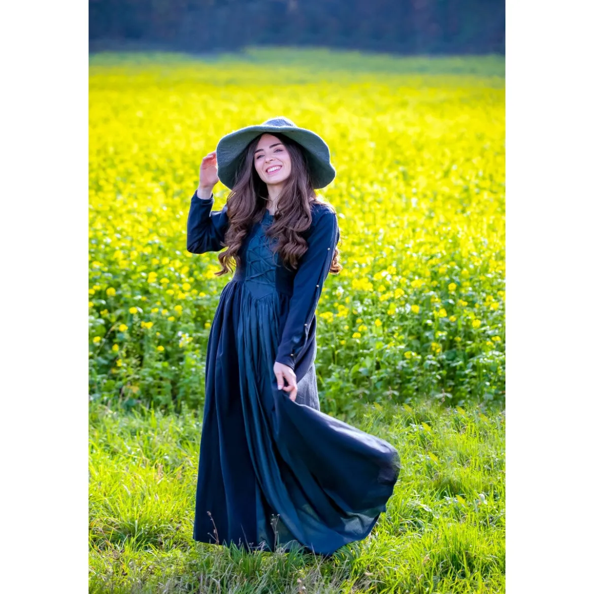 Mittelalter Kleid Medusa schwarz-blau