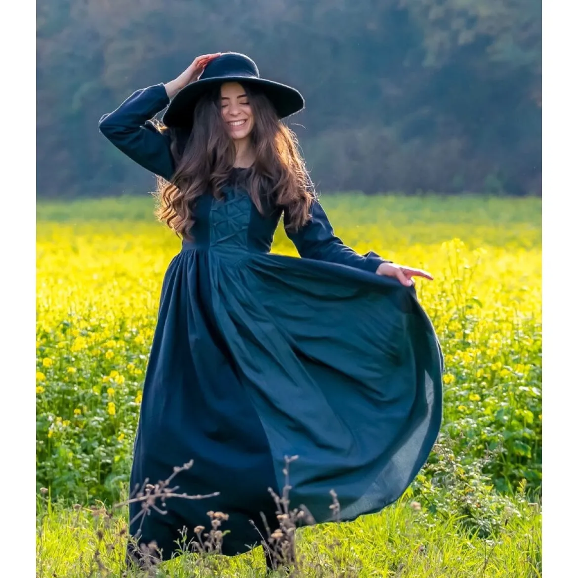 Mittelalter Kleid Medusa schwarz-blau