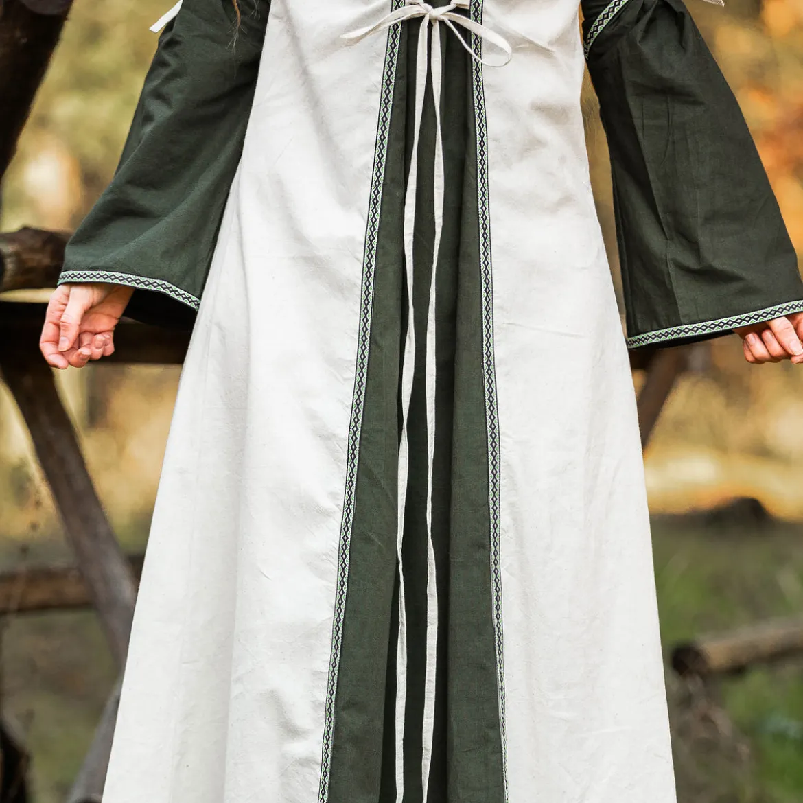 Mittelalter Kleid mit Schnürung grün-natur