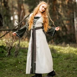 Mittelalter Kleid mit Schnürung grün-natur