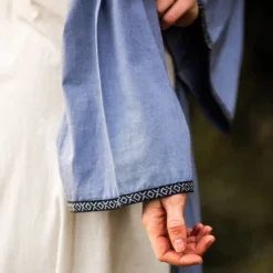 Mittelalter Kleid mit Schnürung blau-natur