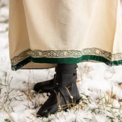 Mittelalter Kleid mit Stickerei beige-grün