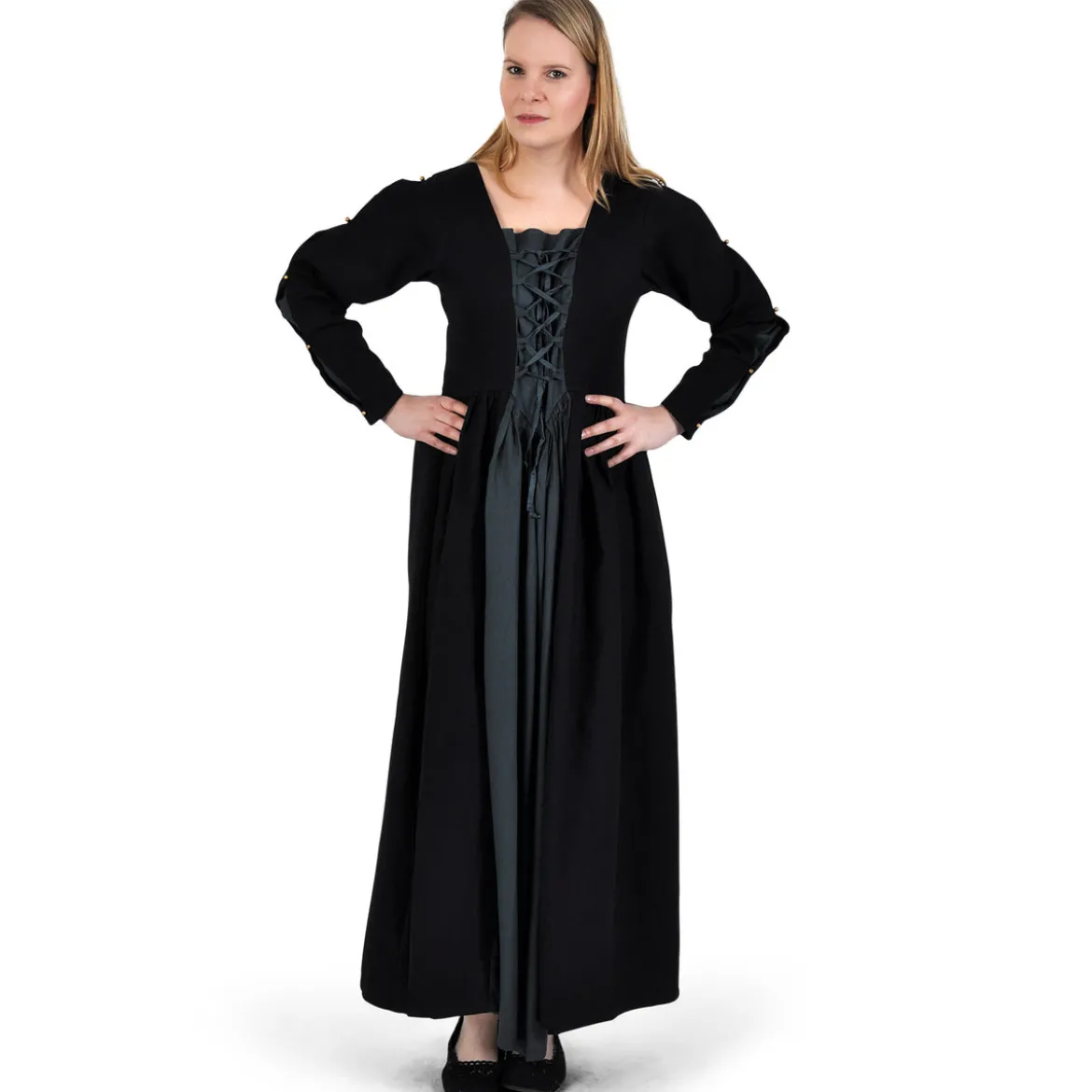 Mittelalter Kleid Orianne schwarz-blaugrau