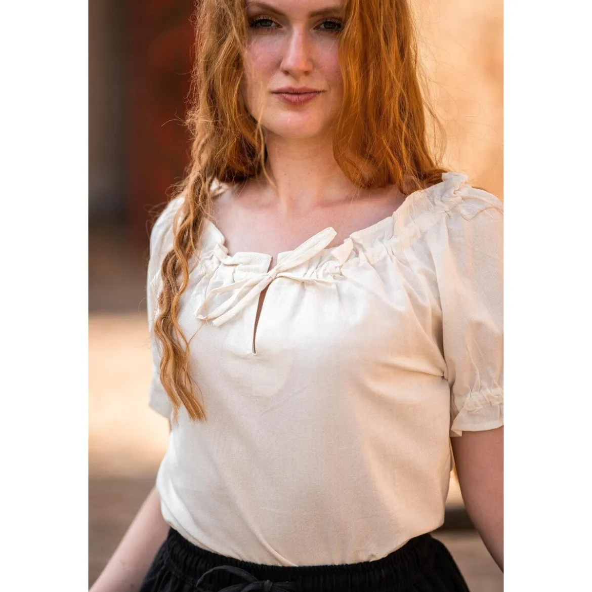 Mittelalter Kurzarmbluse Otilia beige