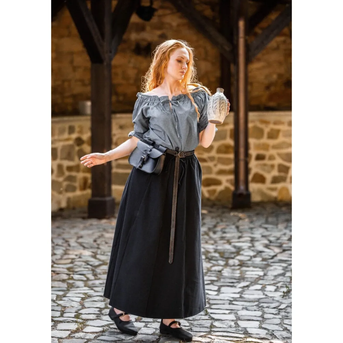 Mittelalter Kurzarmbluse Verena blau