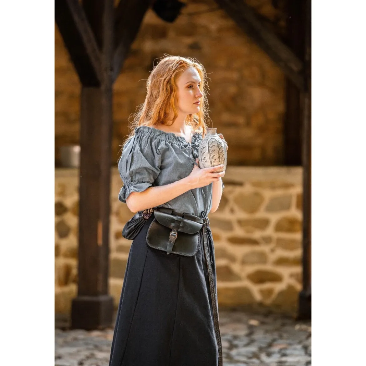 Mittelalter Kurzarmbluse Verena blau