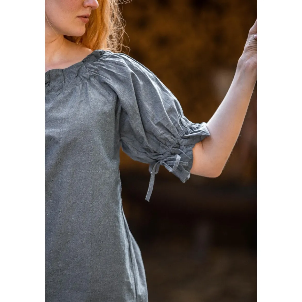 Mittelalter Kurzarmbluse Verena blau