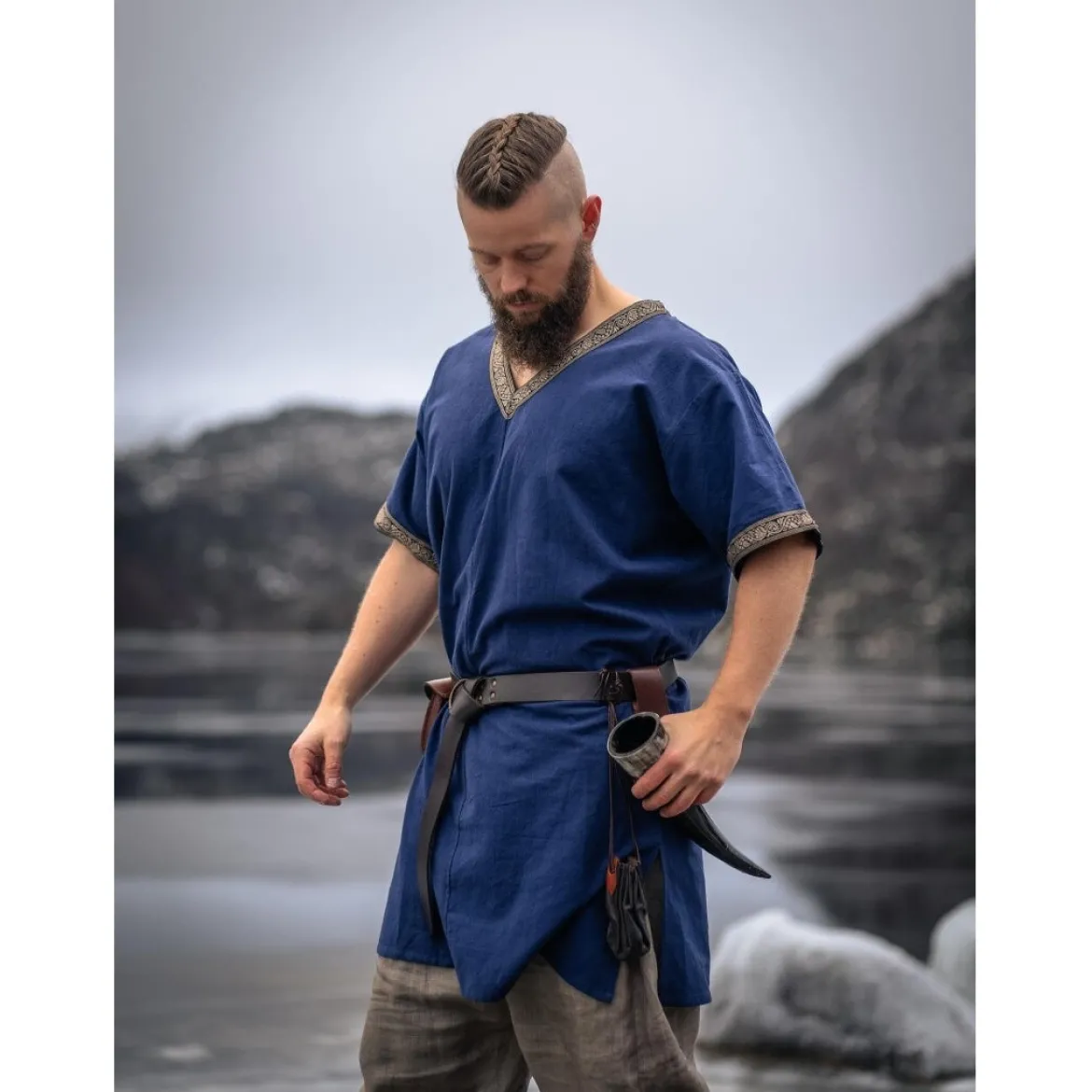 Mittelalter Kurzarm Tunika Loki blau