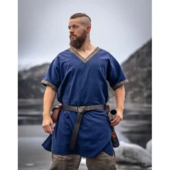 Mittelalter Kurzarm Tunika Loki blau