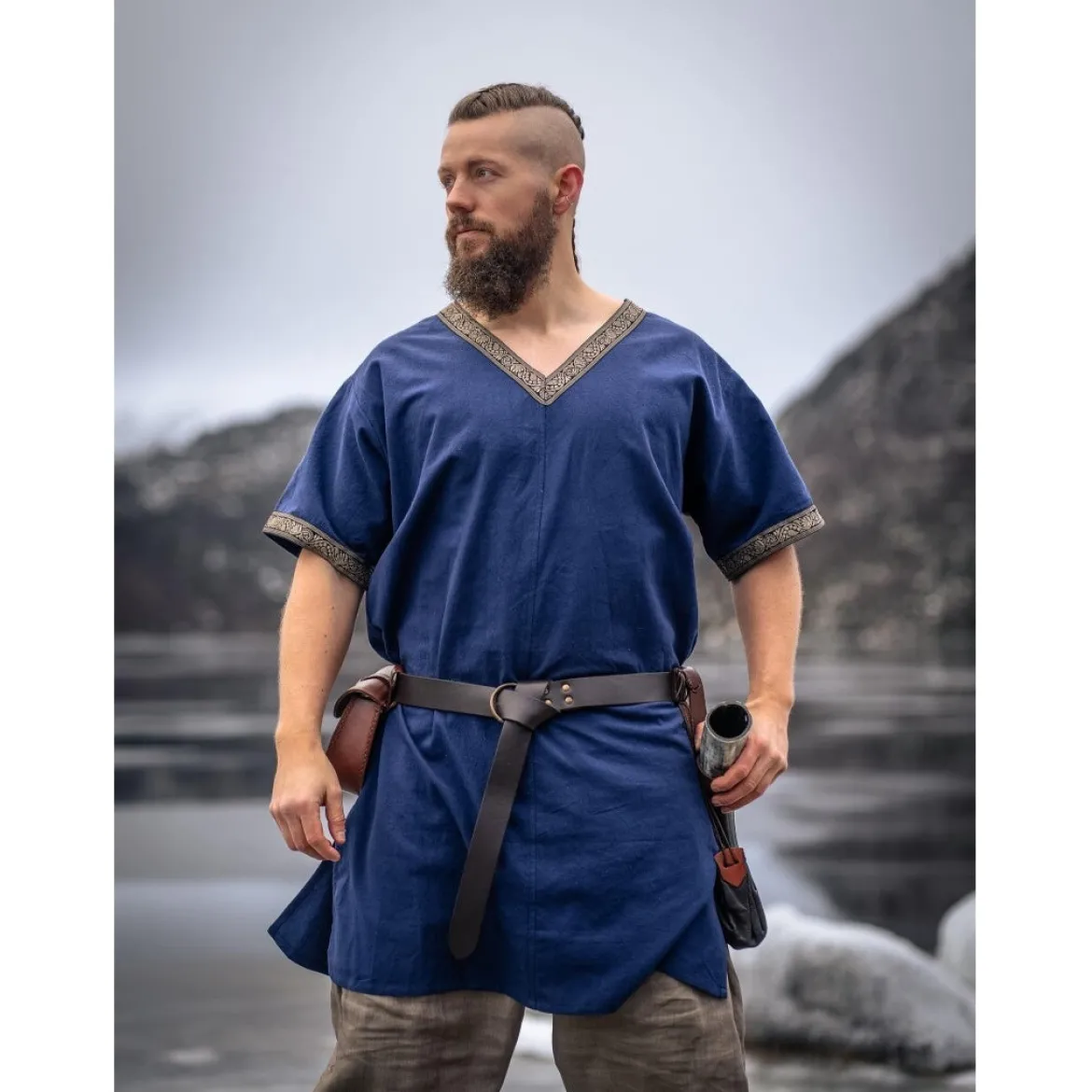 Mittelalter Kurzarm Tunika Loki blau