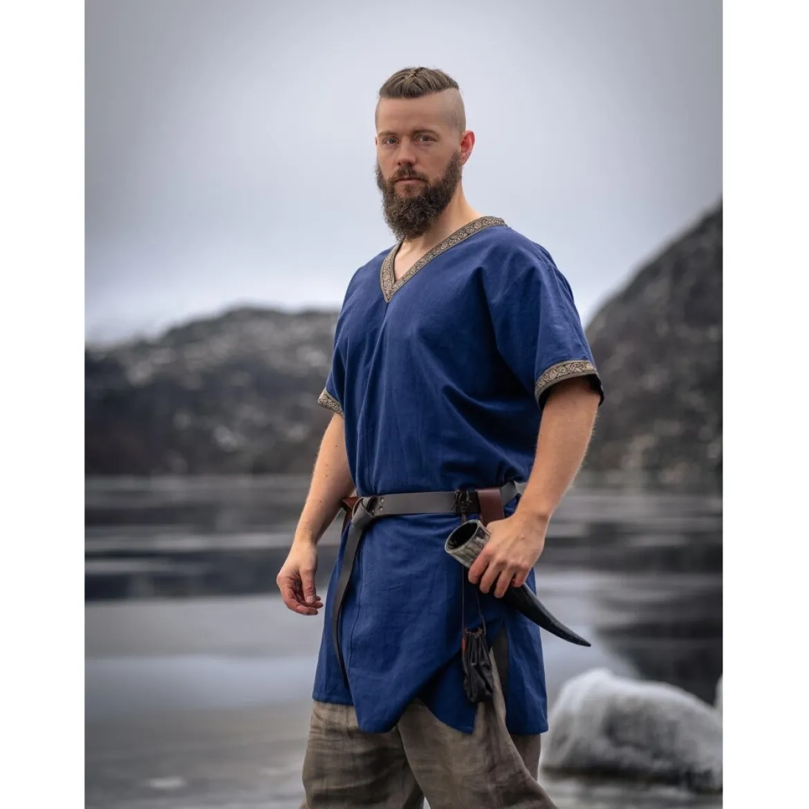Mittelalter Kurzarm Tunika Loki blau