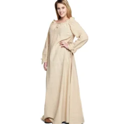 Mittelalter Langarmkleid beige