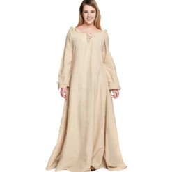 Mittelalter Langarmkleid beige